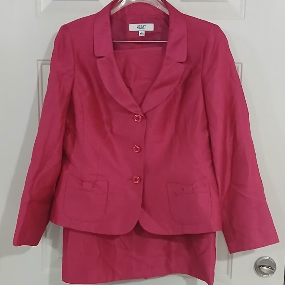 Kasper Womens Pink 2pc Skirt With Bow Detail On Pockets